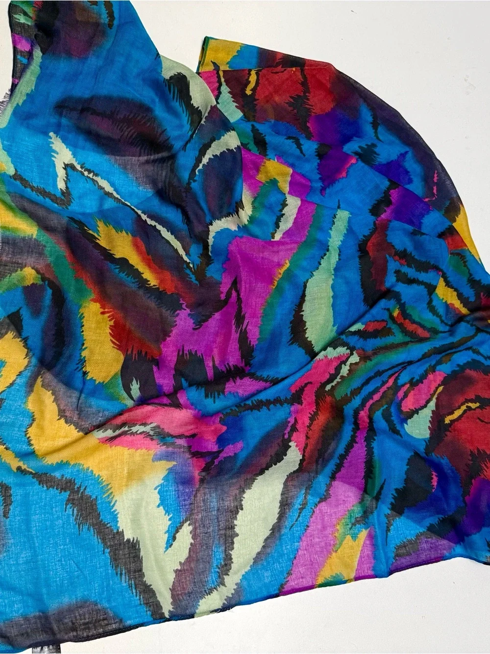 Vibrant Multicolor Abstract Silk Scarf